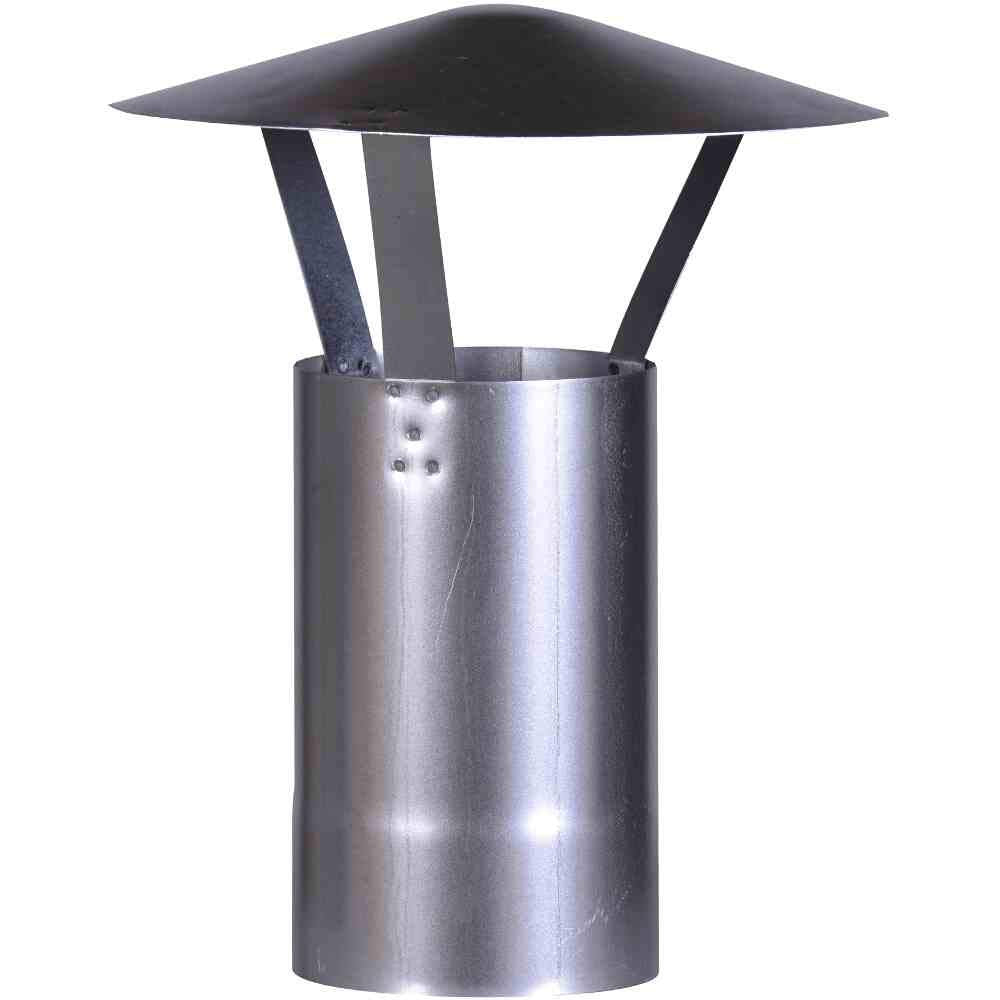 FIREFIX A130/RH Regenhut (verzinkt), Höhe 420 mm, ø 130 mm - für 0,6 mm Starke Ofenrohre, Silber