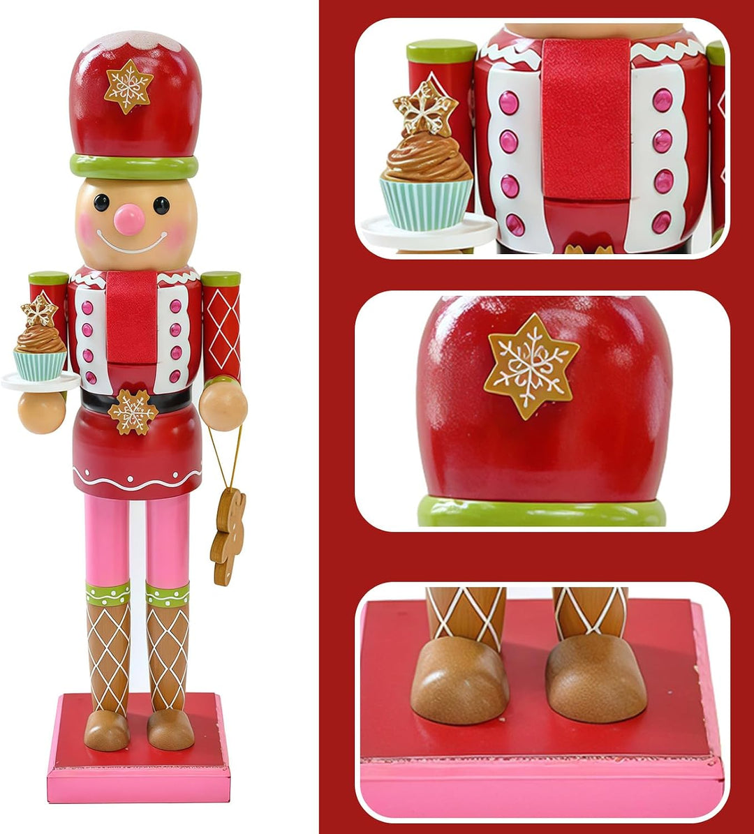 35 cm Holz-Cookie-Frauen-Nussknacker-Soldat-Weihnachtsdekorationen, grosse Weihnachts-Nussknacker-Fi