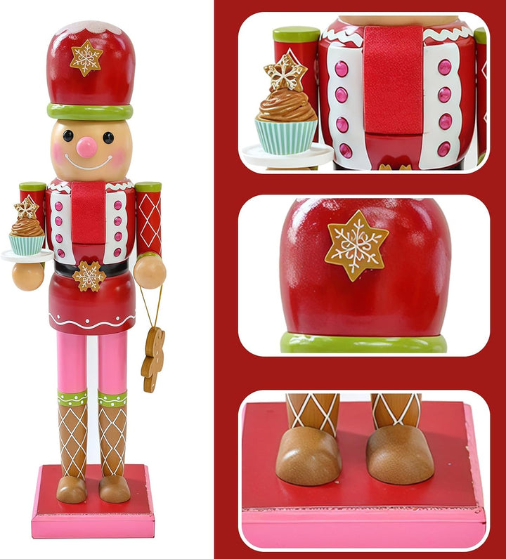 35 cm Holz-Cookie-Frauen-Nussknacker-Soldat-Weihnachtsdekorationen, grosse Weihnachts-Nussknacker-Fi