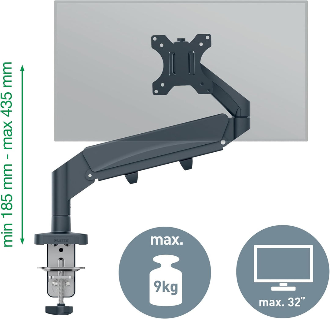 Leitz Ergo Set platzsparender Monitor-Arm mit Multi-Winkel Laptopständer, Monitor-Halterung für 1 Mo