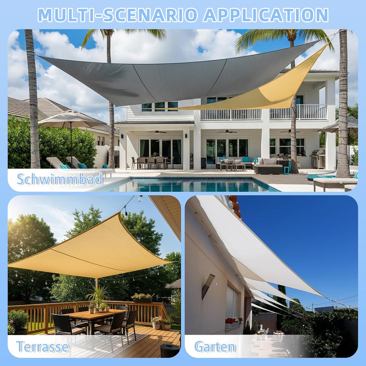 COOL AREA Sonnensegel Wasserdicht Dreieckig Oxford 2x2x2m,Creme | Sonnenschutz Segel mit UV Schutz W