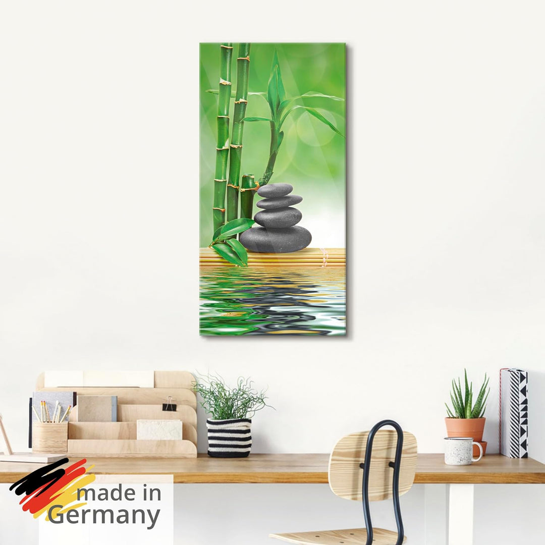 ARTland Glasbilder Wandbild Glas Bild einteilig 50x125 cm Hochformat Asien Wellness Zen Spa Steine B