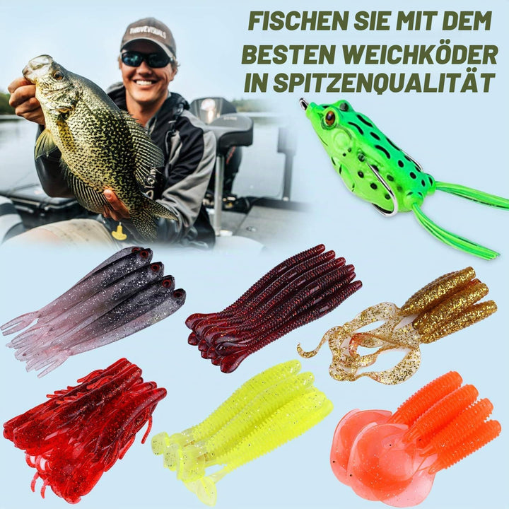 PLUSINNO Angelköder für Barsch, 16 Spinnerköder mit tragbarer Tragetasche, Barschköder, Forellenköde