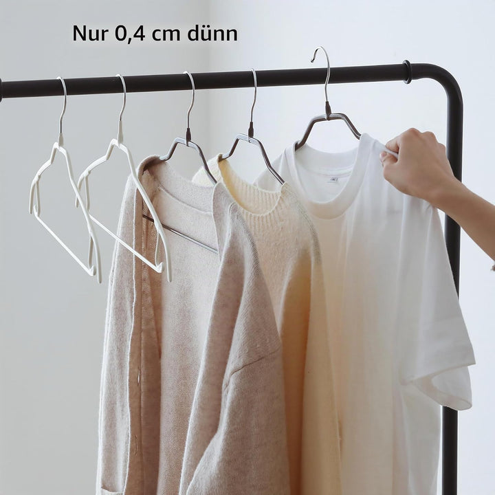 SHIMOYAMA Kleiderbügel, 5 Stück, 40 cm schlank Metallbügel mit 360°-Drehhaken &amp; Hosenleiste, rutschf