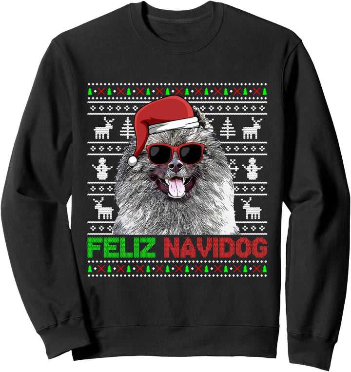 Keeshonden Dog Feliz Navidog Lustige Weihnachten Sweatshirt