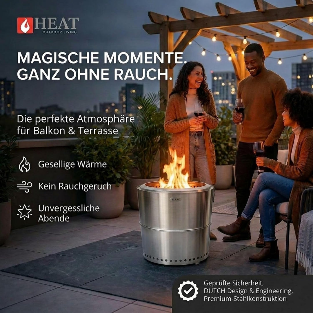 Heat Rokfri Rauchfreier Feuerkorb - Rauchfreie Feuerschale - Feuerstelle 40 cm - Fire Pit Outdoor -