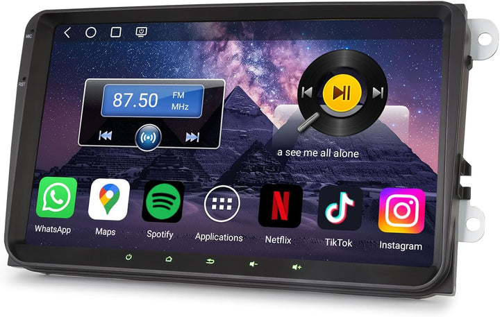 Erisin 9" Qualcomm 8-Kern 4GB+64GB Android 14 Autoradio Bluetooth GPS Navi für VW Golf 5/6 Passat B7