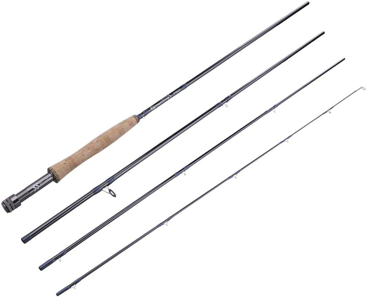 Sougayilang Fliegenfischrute, leicht, ultra-tragbar, 4-teilig, Graphit, 5/6, kompletter Starter, 7/8