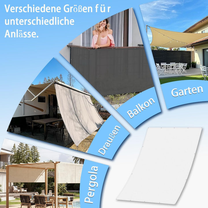 Sunnylaxx 2x3m Sonnensegel Wasserdicht Rechteckig Weiss Weiss 2x3m, Weiss 2x3m