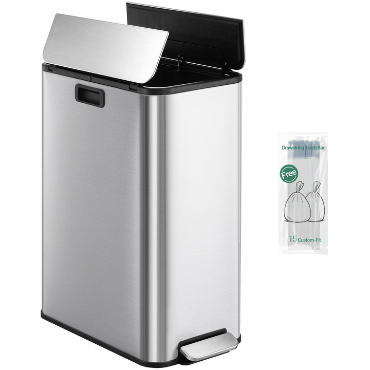 Hzuaneri Mülleimer Küche, 2 x 28 Liter Mülleimer Schmal, Mülltrennsystem mit Herausnehmbarem Innenei