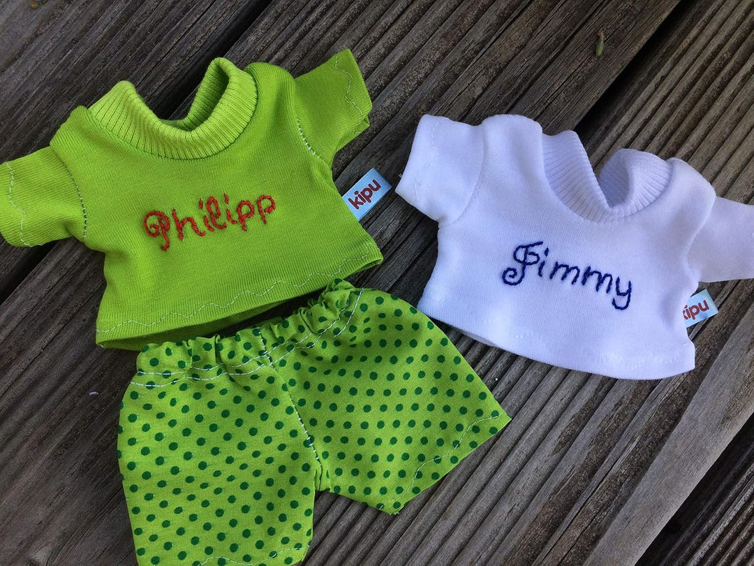 personalisiertes T-Shirt Gr. 20 cm für mini Puppen Teddy Kuscheltier Plüschie Puppenkleidung handmad