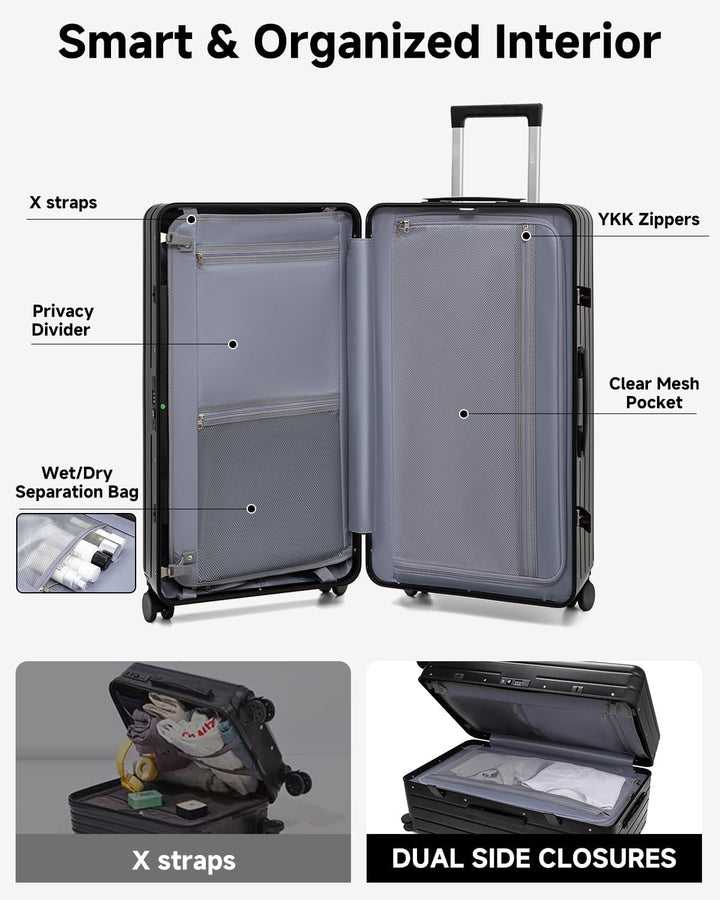 Sea choice Kofferset 2 Teilig Hartschale Trolley Handgepäck mit Laptopfach und Grosse Kapazität 30in