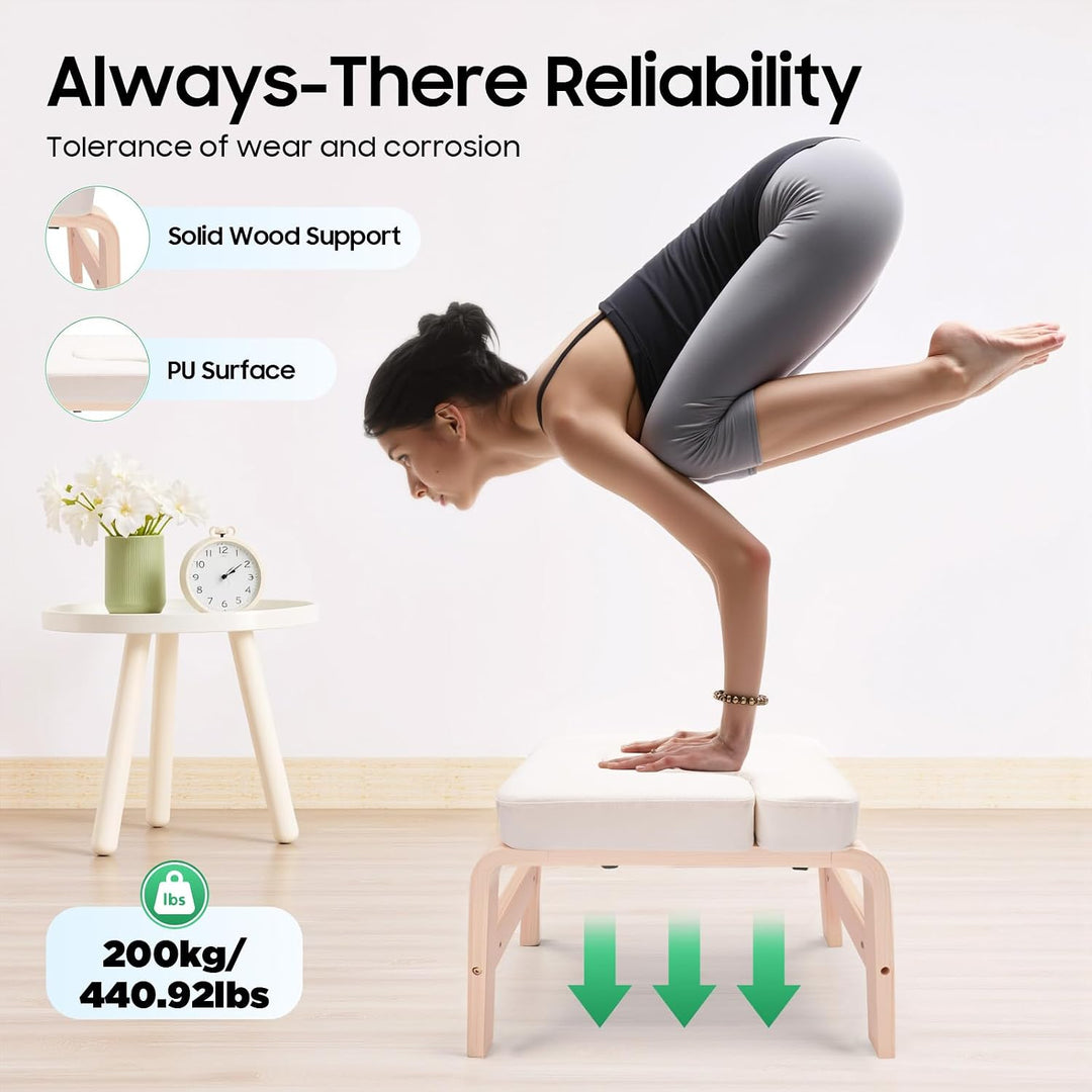 Yoga Kopfstandhocker Classic White - Sichere Inversionsbank für Anfänger und Profis zur Entspannung