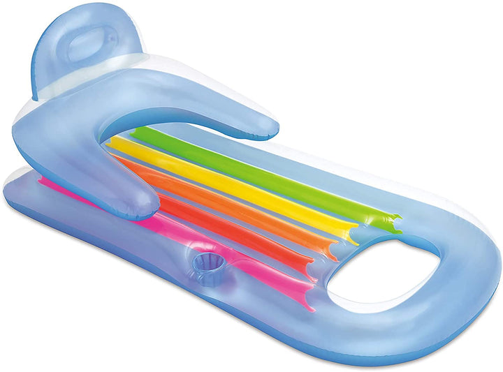 ? Intex Luftmatratze mit Getränkehalter - King Kool LOUNGES - Blau ODER Transparent / Weiss / Silber