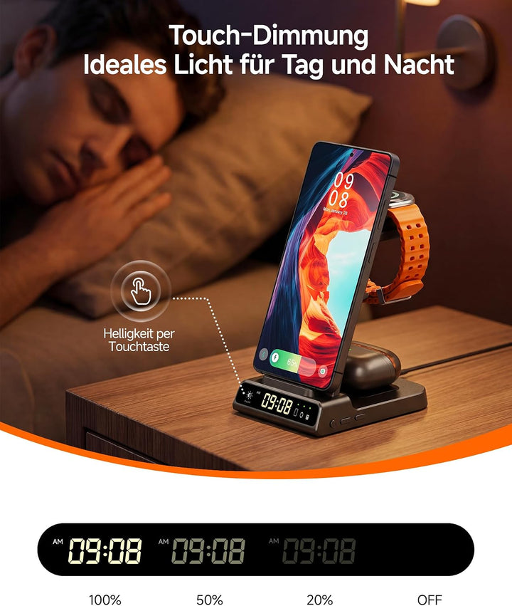 Induktive Ladestation für Samsung S25 Ultra, 3 in 1 Wireless Charger für Samsung Galaxy Watch 8/Ultr