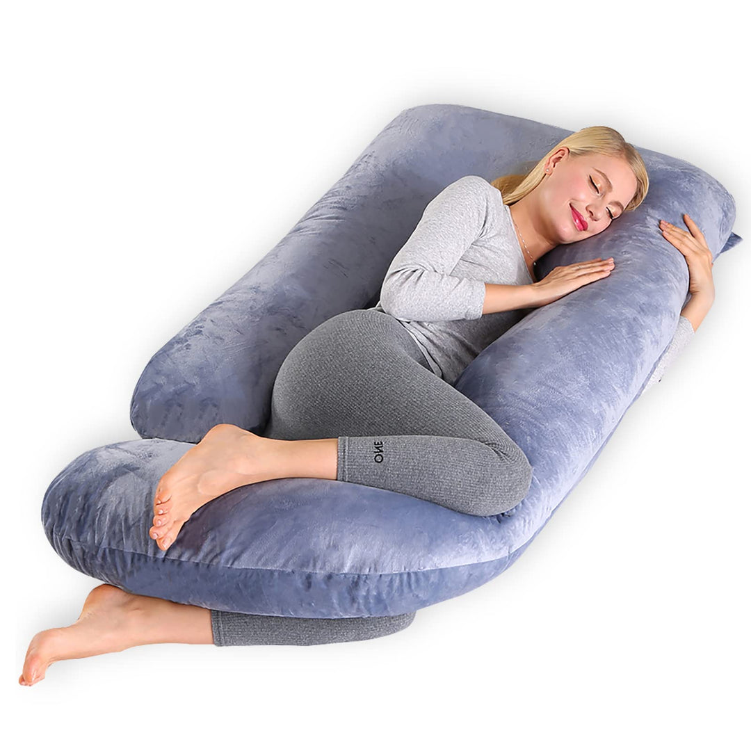 CALIYO Schwangerschaftskissen J Form,Stillkissen XXL-SeitenschläFerkissen mit Bezug,Pregnancy Pillow