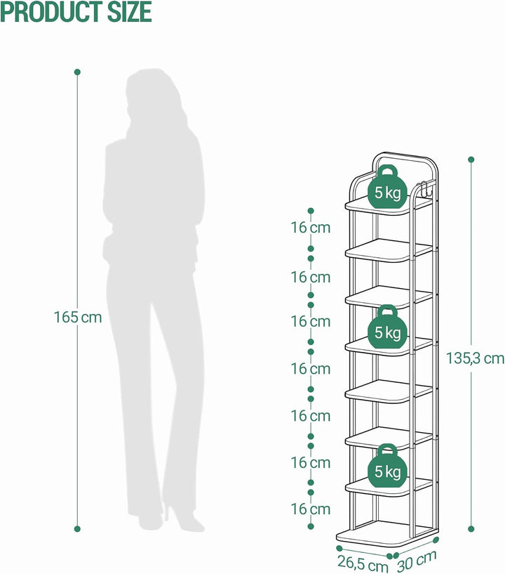 Hzuaneri Vertikales Schuhregal, 8-Stöckige Schuhregale, Schuhturm Für Kleine Räume, Freistehend, Ver