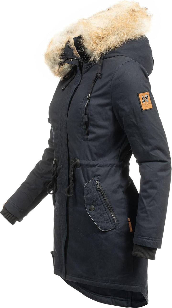 Navahoo Damen Warmer Winterparka mit Kapuze Bombii XS-XXL XXL Blau, XXL Blau