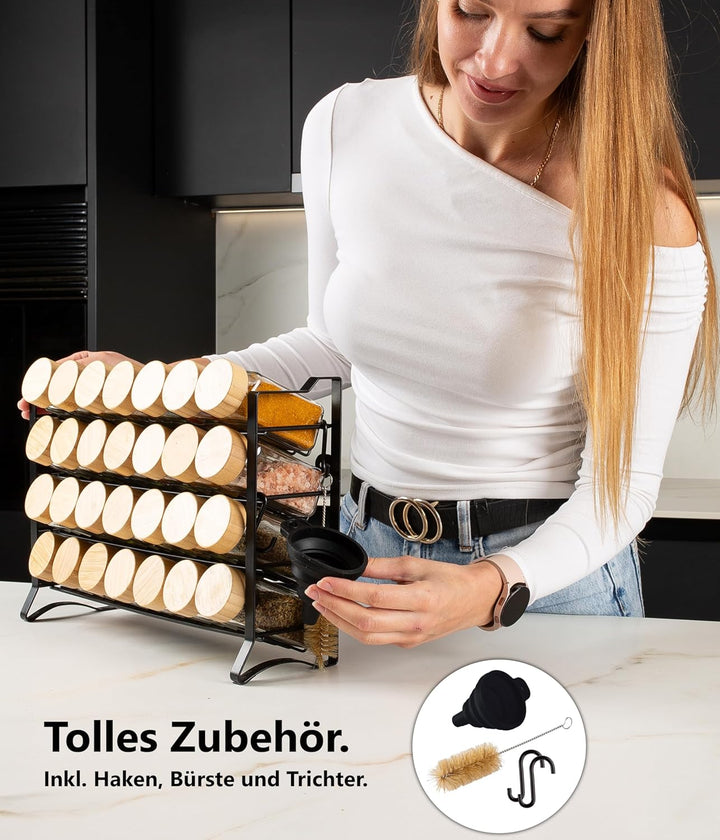 Deco haus® Gewürzregal Stehend &amp; Wand [MIT GEWÜRZDOSEN &amp; ETIKETTEN] - Gewürz Organizer - Gewürzregal