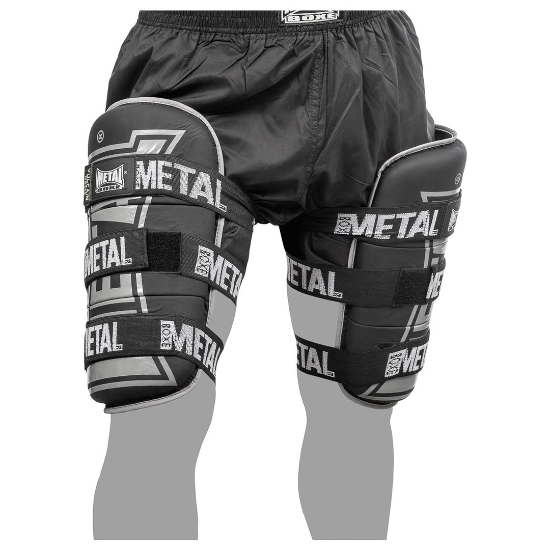 METAL BOXE Paar Scheinbein Oberschenkel Unisex Erwachsene, schwarz/weiss/rot, Einheitsgrösse