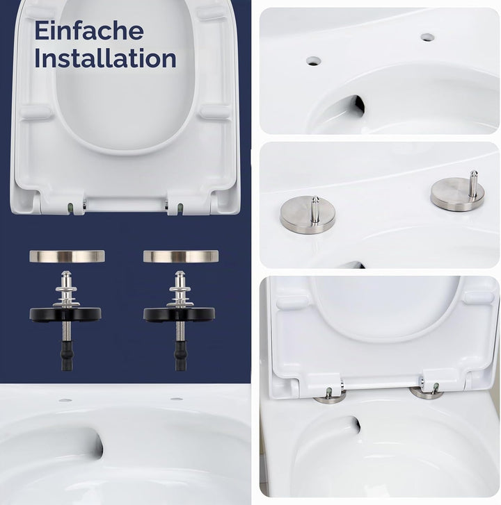 SAMODRA Premium Toilettendeckel D-Form,WC Sitz mit Absenkautomatik,Weiss Klodeckel mit Quick-Release
