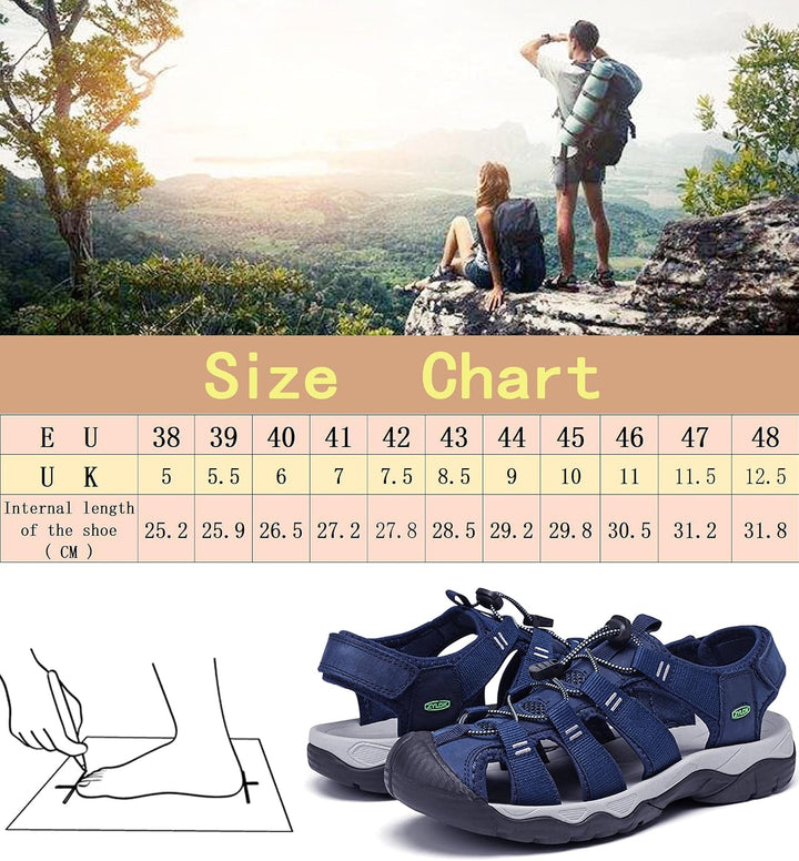 Herren Sandalen Leder Strand Trekkingsandalen Outdoorschuhe Sommer Wanderschuhe Männer Sport-Outdoor