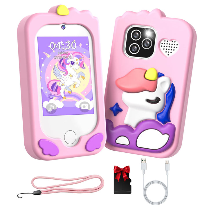 Kinderhandy Spielzeug mit Dual Kamera Kinderkamera 2.8 Inch Touchscreen Lerntelefon Lernspielzeug mi
