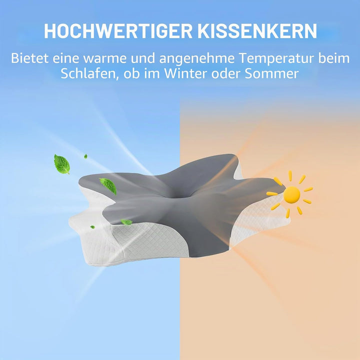 Anluoamfuy Nackenkissen Kopfkissen, 2 in 1 Ergonomisch Seitenschläferkissen für Seiten, Rücken &amp; Bau