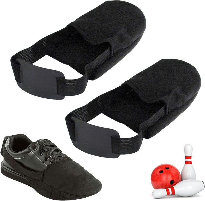 5 Bowling-Schuh-Slider | rutschfeste Bowling-Überschuhe Herren mit elastischer Kordel - Schwarzes Bo