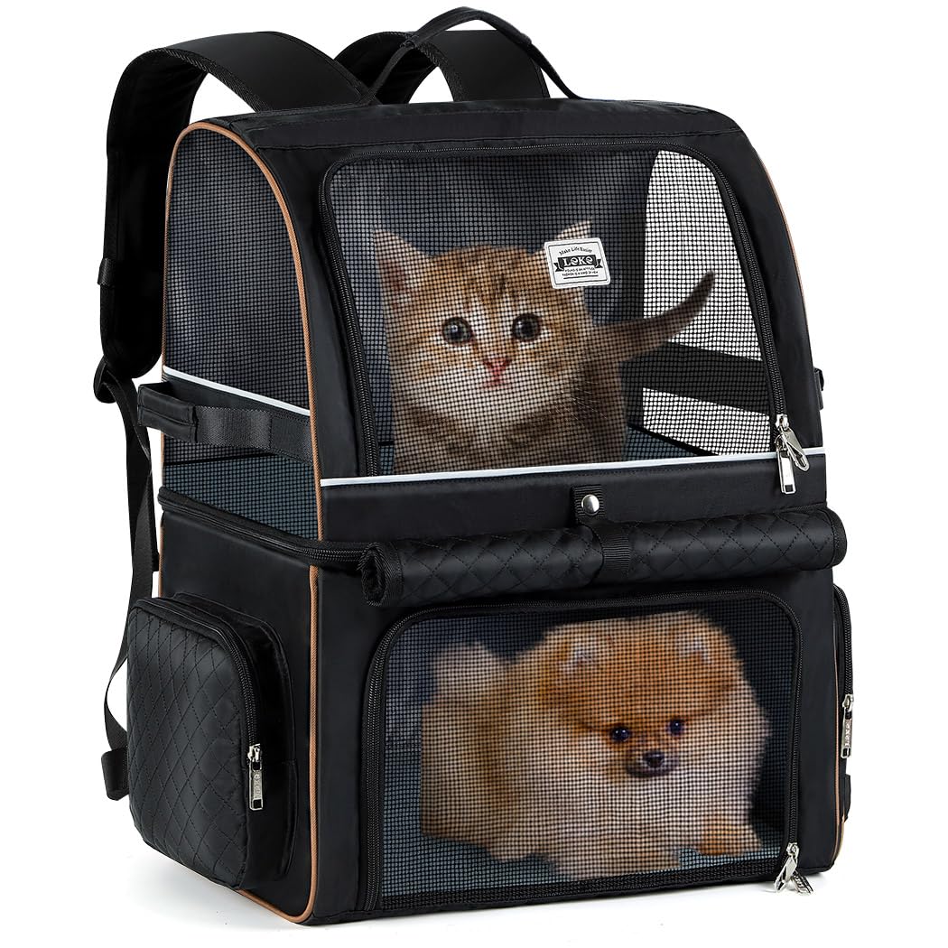 Lekespring Doppellagige Katzen Rucksack für 2 Katzen Grosse Katzen Transport Rucksack Faltbare Haust