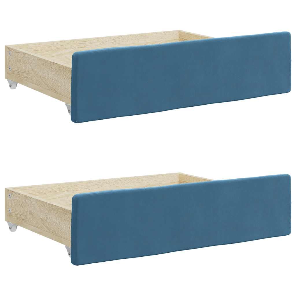 vidaXL Bettschubladen 2 Stk. Blau Holzwerkstoff und Samt, Blau