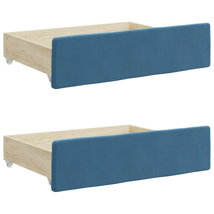 vidaXL Bettschubladen 2 Stk. Blau Holzwerkstoff und Samt, Blau