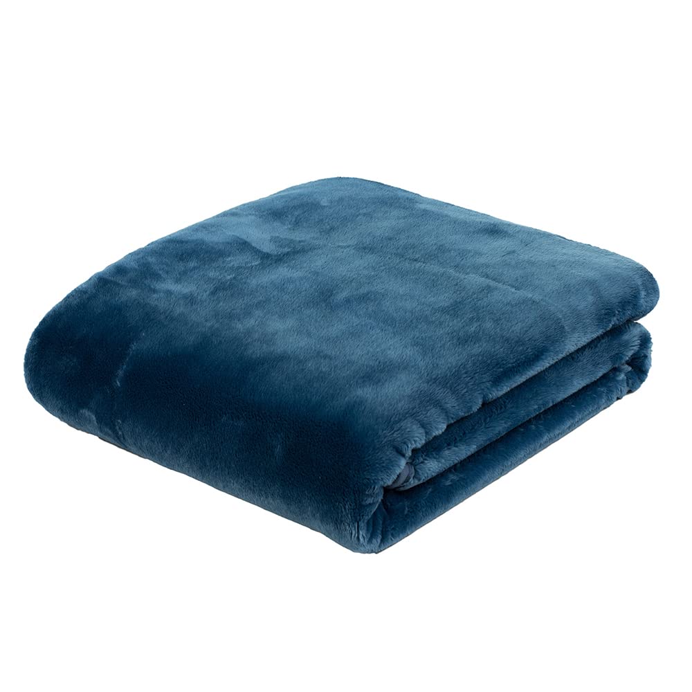Gözze - Premium Cashmere-Feeling Wohn- und Kuscheldecke, 500 g/m², 220 x 240 cm - Blau Blau 220 x 24