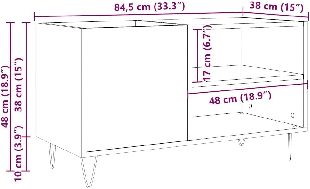 vidaXL Plattenschrank Artisan-Eiche 84,5x38x48 cm Holzwerkstoff Eiche Handwerklich, Eiche Handwerkli
