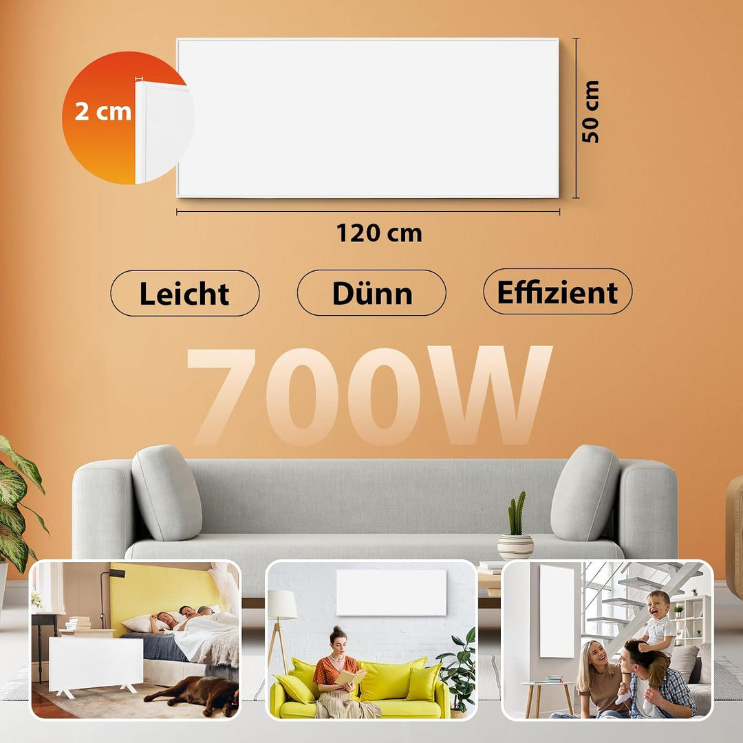 Infrarotheizung WiFi-Steuerung 700 W - Bodenstehend, an der Wand montiert, Infrarot-Heizung energies