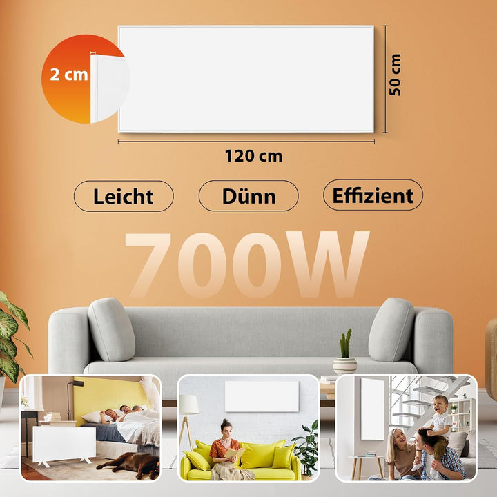 Infrarotheizung WiFi-Steuerung 700 W - Bodenstehend, an der Wand montiert, Infrarot-Heizung energies