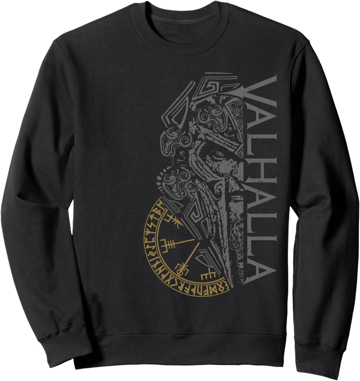 Walhalla Odin in Maske Runen Nordischer Kompass Wikinger Sweatshirt
