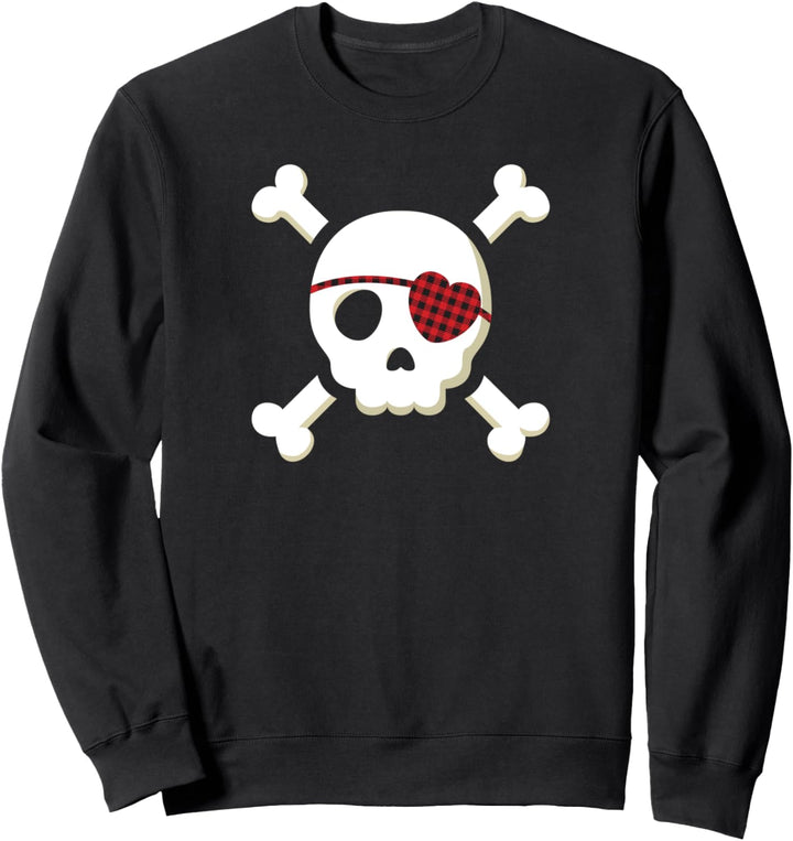 Piratin Schädel Knochen Herz Augenklappe Kostüm süss Sweatshirt
