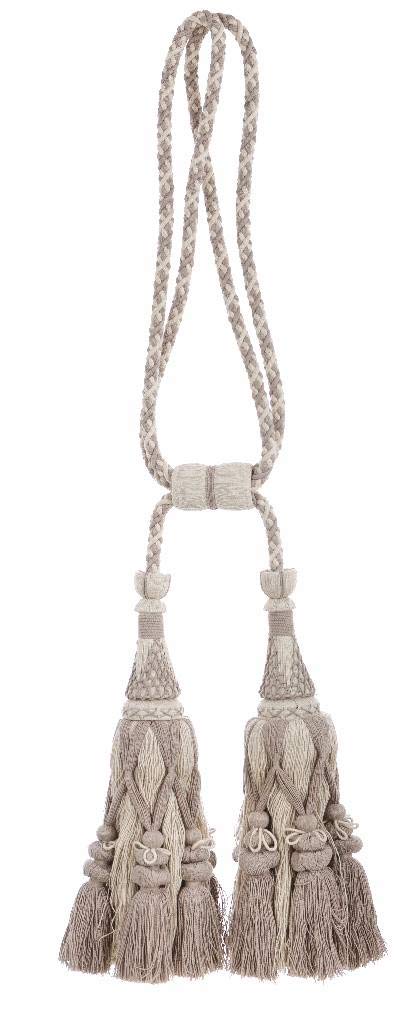 Blanc Mariclo - Leinenfarbener Doppel-Gardinen-Raffhalter.