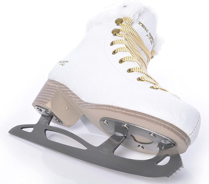 TEMPISH FINE Schlittschuh | Damen | mit Kunstfell | Eiskunstlauf | Freizeit | bequem &amp; warm I weiss