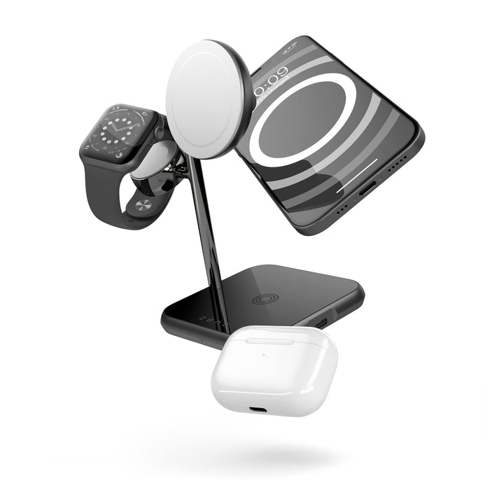 ZENS MagSafe+Watch 15W MagSafe Ladestation 3 in 1 für iPhone, Apple Watch und AirPods (Made for MagS