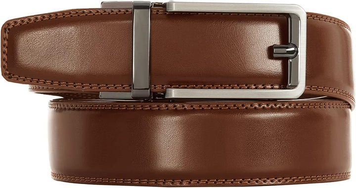 PlusZis 28"-68 "Herren Ledergürtel mit Ratsche, gross und schlank mit automatischer Schnalle 110cm/2