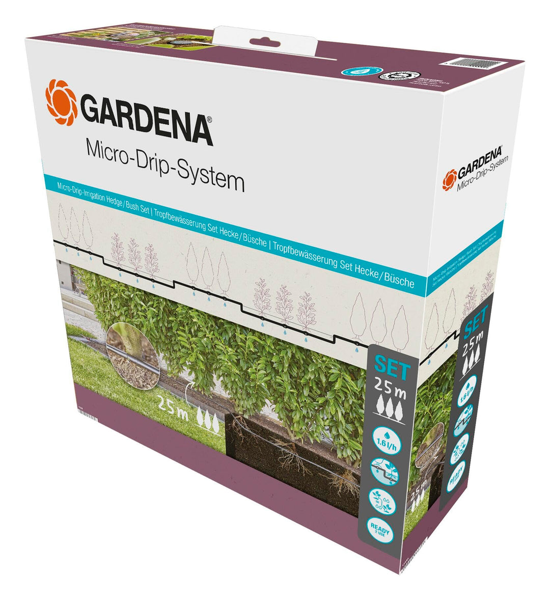 Gardena Micro-Drip-System Tropfbewässerung Set Hecke/Sträucher (25 m): Starter-Set sofort einsatzber