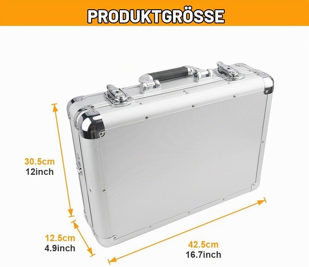 Hoteche Alu Werkzeugkoffer leer,42.5 * 30.5 * 12.5cm,Profi Alu Koffer
