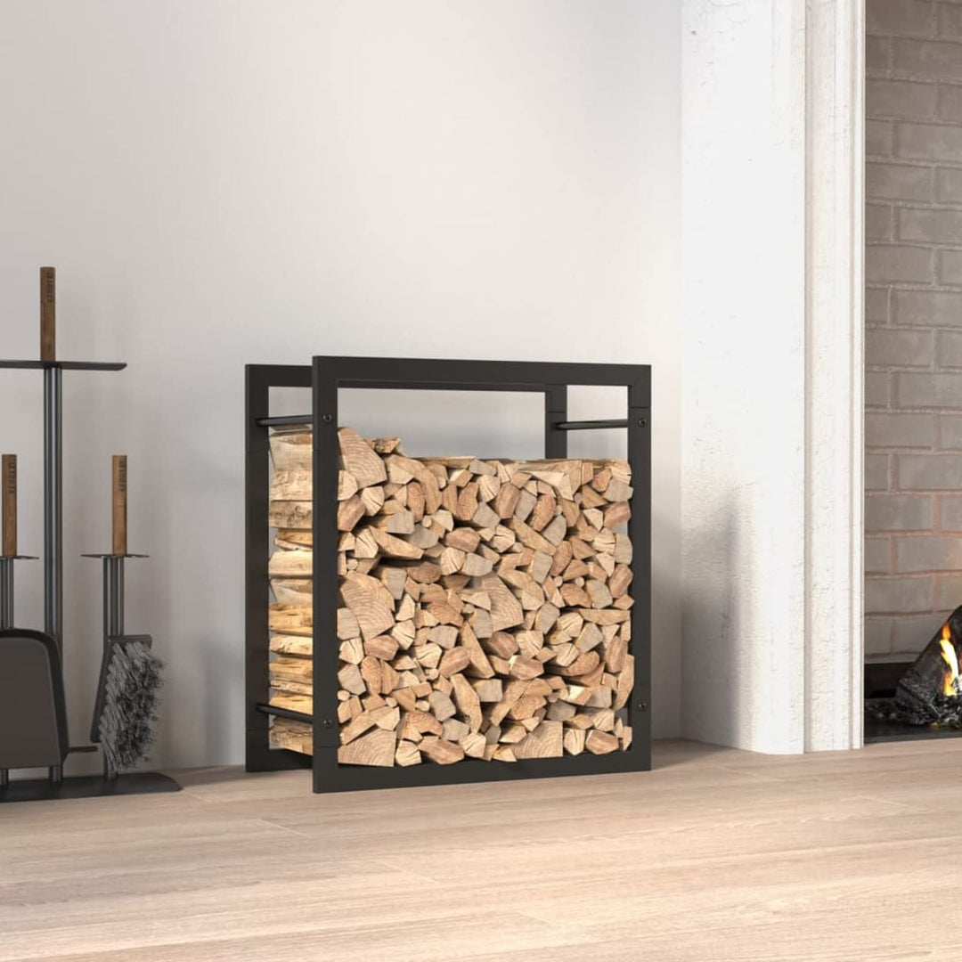Homgoday Kaminholzregal Mattschwarz 50x28x56 cm Stahl - Feuerholzlagerung für Winterwärme Model35030