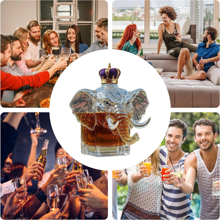 Tier Whiskyflaschen | Lustiges Tier Elefant Glas Whisky Flasche | Hochtransparenter Getränkebehälter