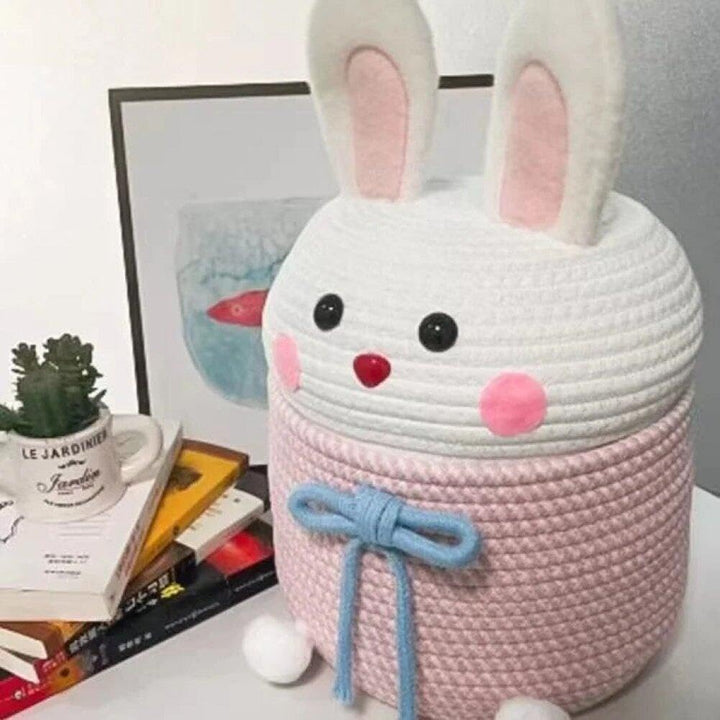 Cartoon Kaninchen Gewebter Korb Für Kleidungsstücke Snacks Aufbewahrung Kawaii Mädchen Prinzessin Ge