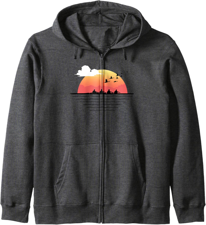 Rowing Team Sunset Lake Geese Silhouette Kapuzenjacke