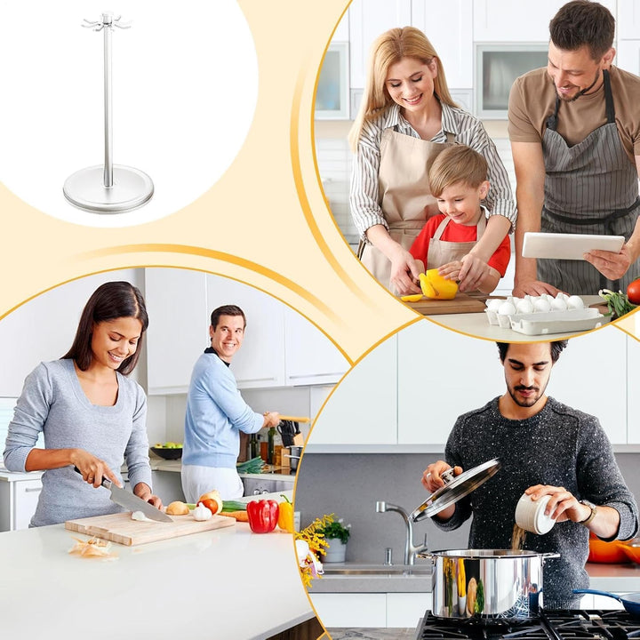 Rotating Utensil Holder, 8 Hook Organizer, 360 Degree Counter Rack with Compact Build, Kitchen Tool
