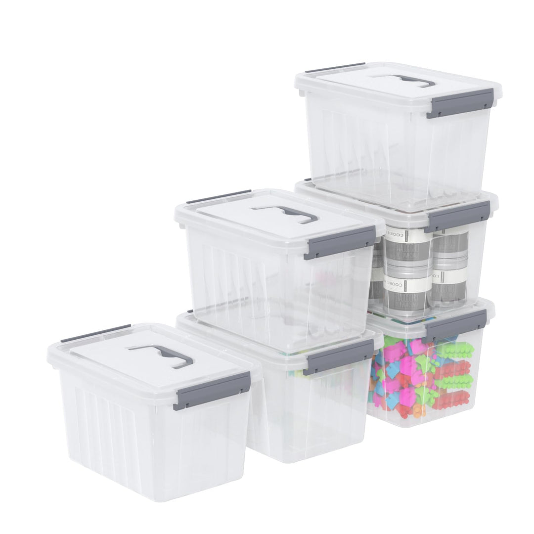 Parlynies 6er-Set Mini Aufbewahrungsbox aus Kunststoff mit Deckel, 3 Liter, Klar (3 L) UK, (3 L) UK